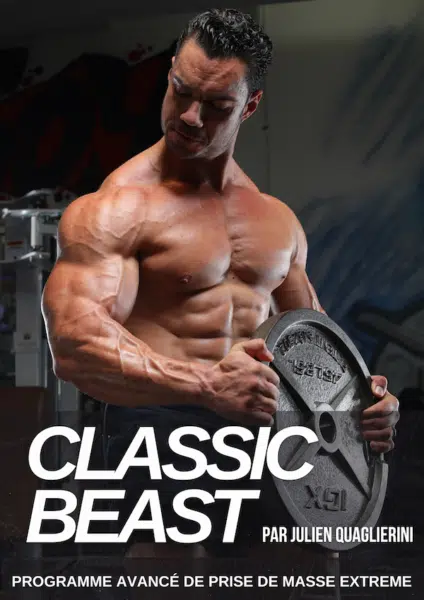 The cover of the Classic Beast bodybuilding program, with Julien Quaglierini