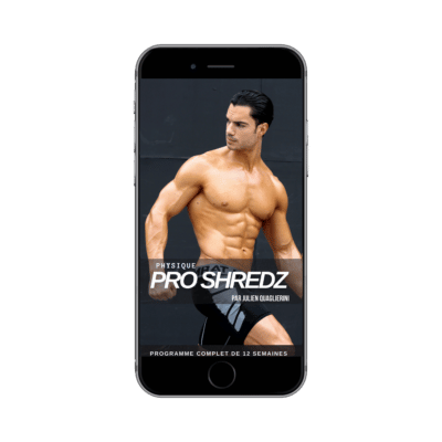 The cover of the Pro Shredz weight training program created by the sports coach Julien Quaglierini
