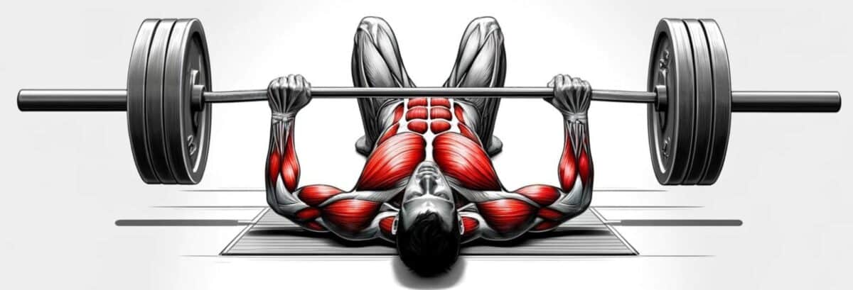 A diagram of a person doing a floor press with a barbell.